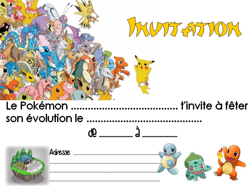 Carte D Invitation Pokemon Free Printable Dessine Moi Un Nuage